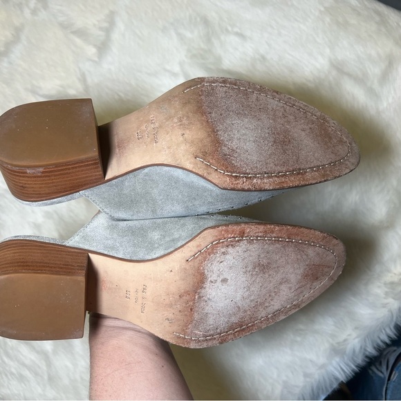 Rag & Bone‎ - Weiss Studded Suede Mules in gray with stacked heel - Picture 4 of 6